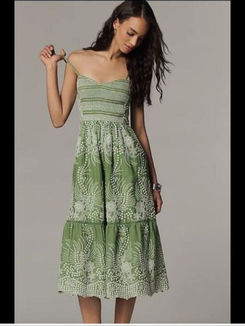 By Anthropologie Sleeveless Sweetheart Tiered Midi Dress